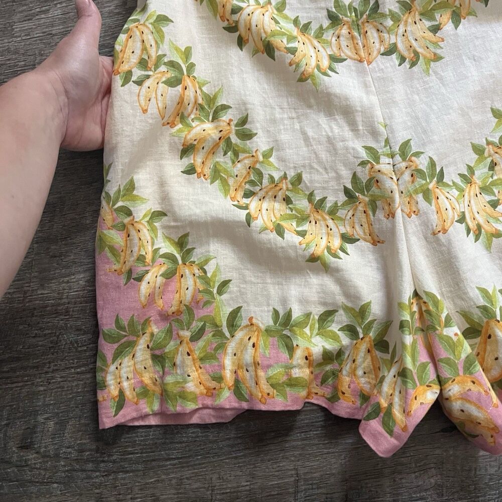 NWT Anthropologie FARM Rio Linen Blend Puff Sleeve Romper - Picture 5 of 15